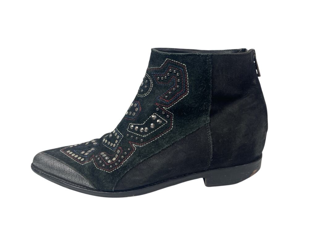 Zadig & Voltaire Modz Neo Clous Black Back Zip Pointed Toe Ankle Boots Size 9.5